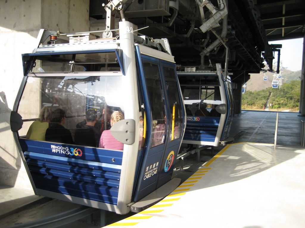 Taking the gondola across the island to Tung Chung