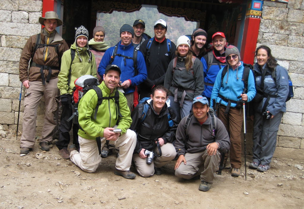 The group in front of the park entrance