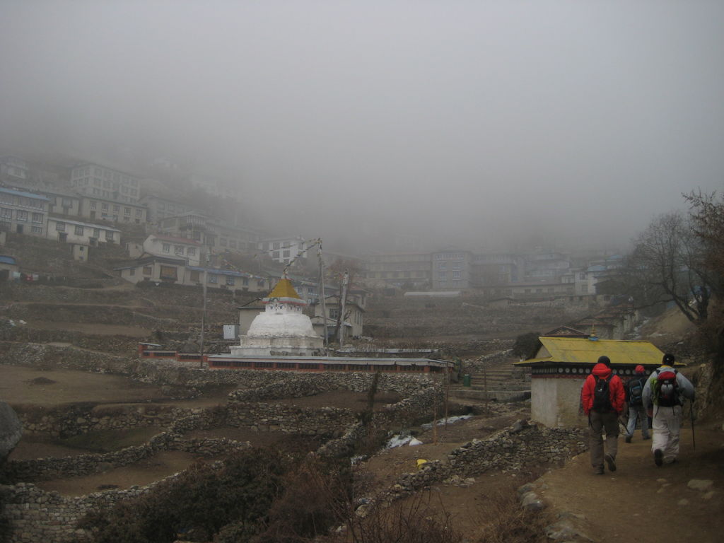 First views of Namche Bazar after an ascent of 600m