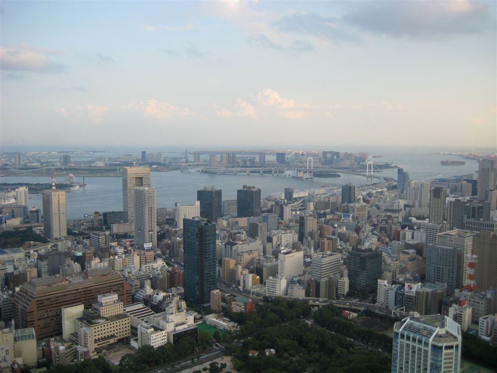 Looking out onto Tokyo Bay and on to the ocean