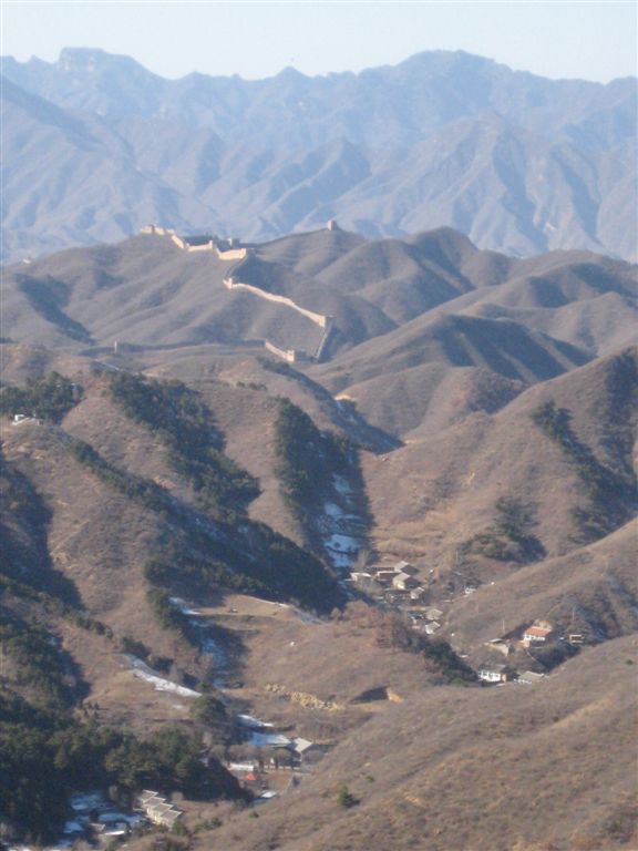 Wall and village below